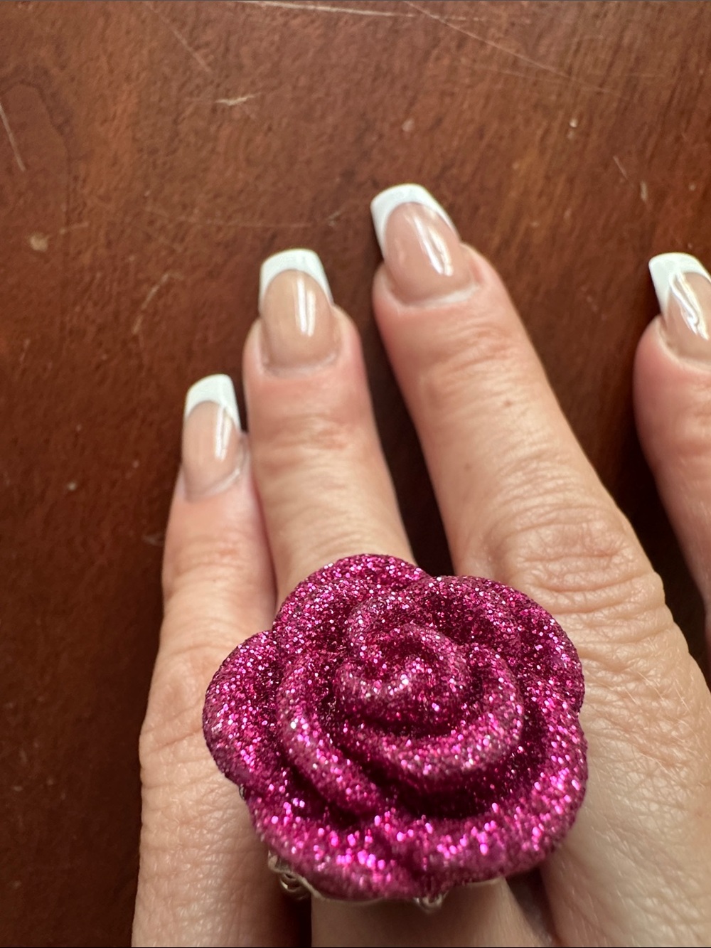 Betsey Johnson Sparkling Hot Pink Rose Ring